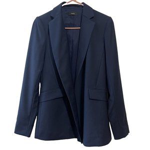 Theory Sedeia LS Continuous Open-Front Blue Virgin Wool Blend Blazer Sz 2